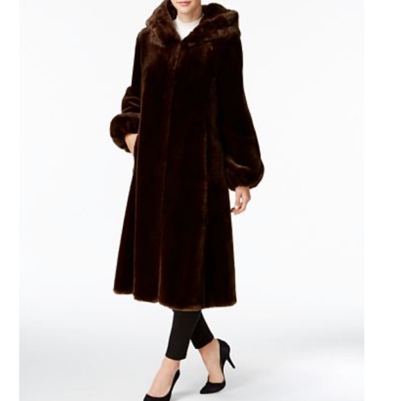 Jones New York Jackets & Blazers - Jones New York Faux Fur Hooded Maxi Coat, size xs